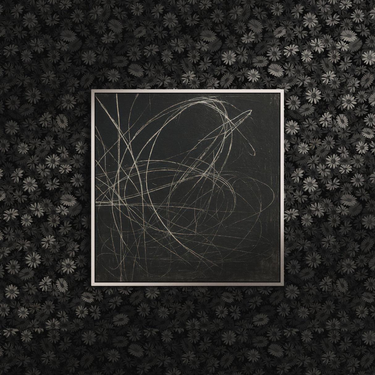 Twilight Bouquet | Dark Moody Gray Floral Wallpaper Wallpaper Sckribbles