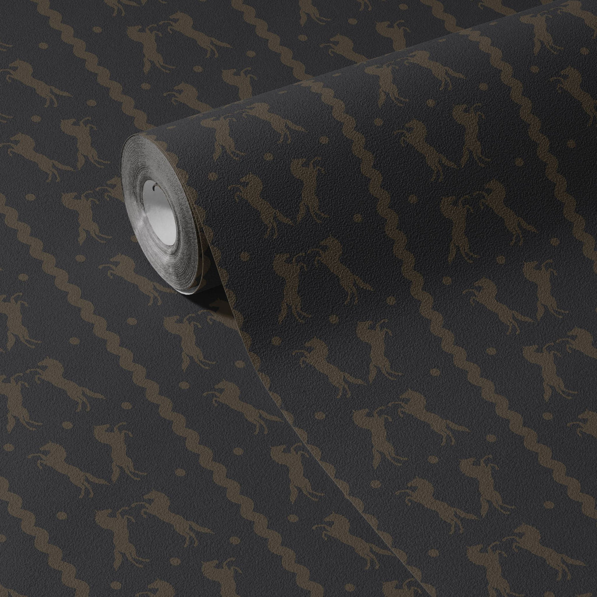 Gallop & Grace | Dark Gray & Brown Striped Horse Wallpaper Wallpaper Sckribbles