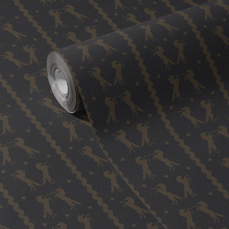 Gallop & Grace | Dark Gray & Brown Striped Horse Wallpaper Wallpaper Sckribbles