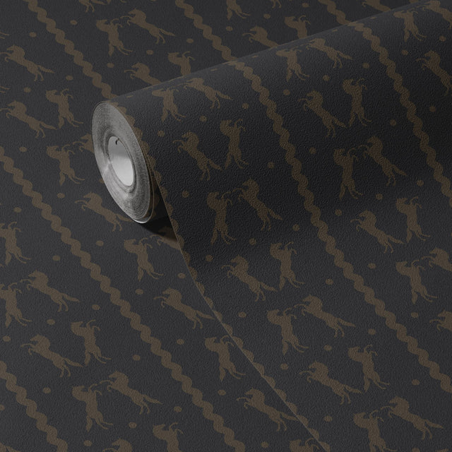 Gallop & Grace | Dark Gray & Brown Striped Horse Wallpaper Wallpaper Sckribbles