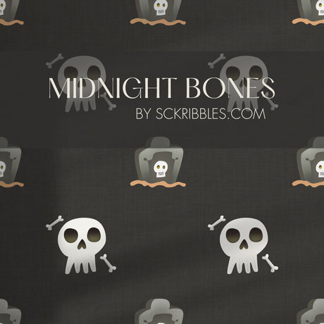 Midnight Bones | Dark Gray Halloween Skull & Grave Wallpaper Wallpaper Sckribbles