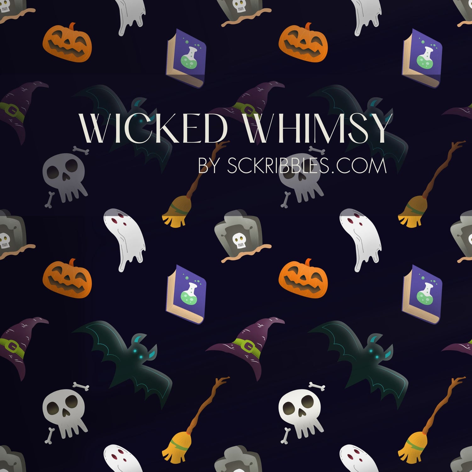 Wicked Whimsy | Dark Moody Halloween Holiday Wallpaper Wallpaper Sckribbles