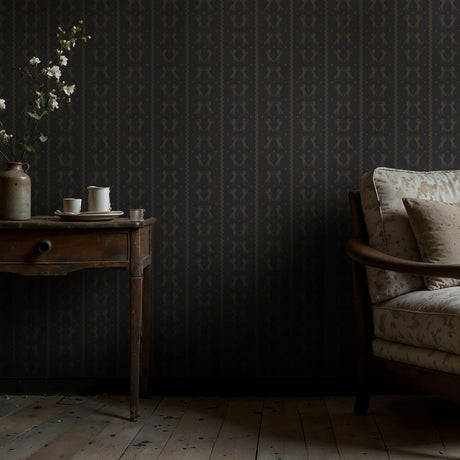 Gallop & Grace | Dark Gray & Brown Striped Horse Wallpaper Wallpaper Sckribbles