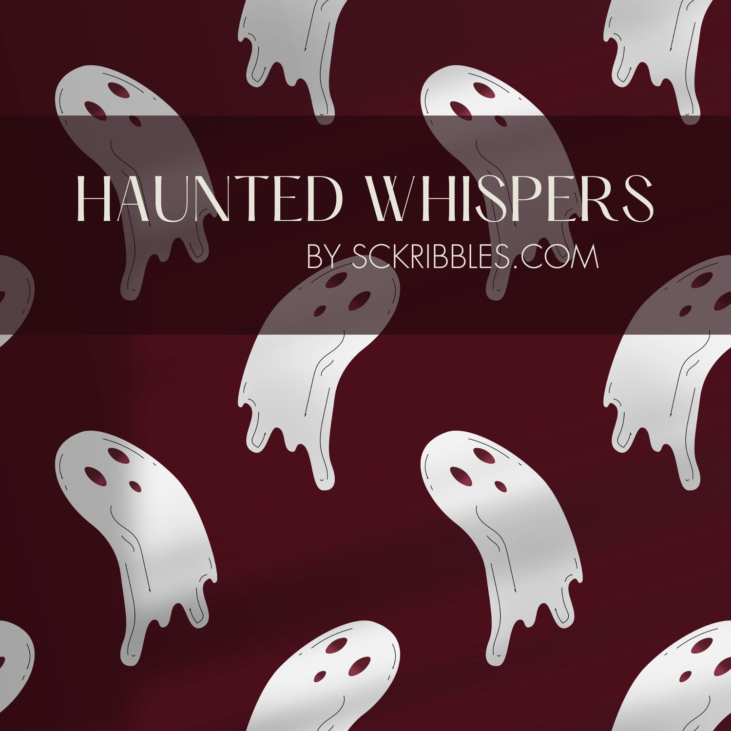 Haunted Whispers | Dark Maroon Spooky Ghost Halloween Wallpaper Wallpaper Sckribbles