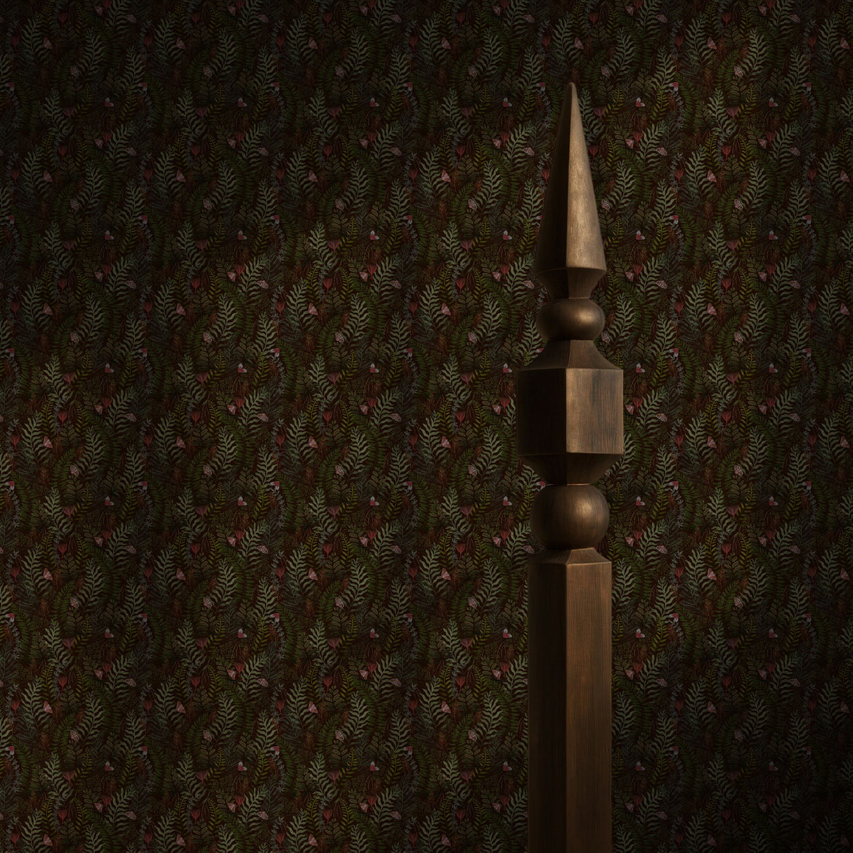 Fern & Flutter | Green Dark Moody Butterfly Botanical Wallpaper Wallpaper Sckribbles