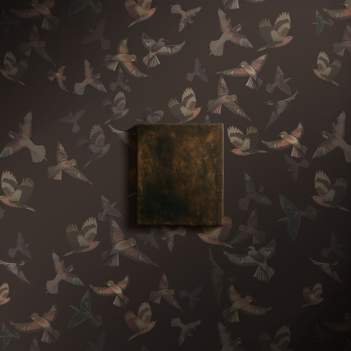 Dreamy Birds | Dark Moody Muted Whimsical Bird Wallpaper Wallpaper Sckribbles