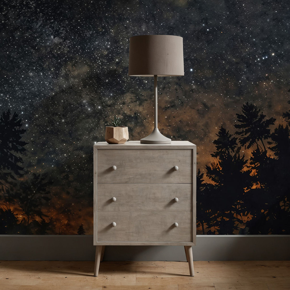 Midnight Cosmos | Dark Celestial Star Landscape Wallpaper Mural Wallpaper Mural Sckribbles