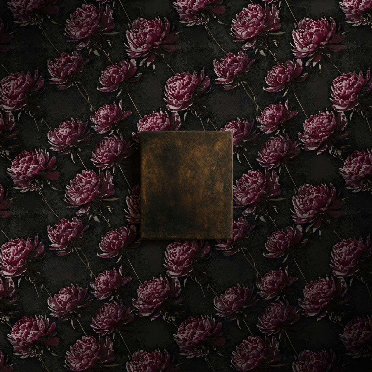 Distressed Peony | Dark Moody Floral Wallpaper Wallpaper Sckribbles