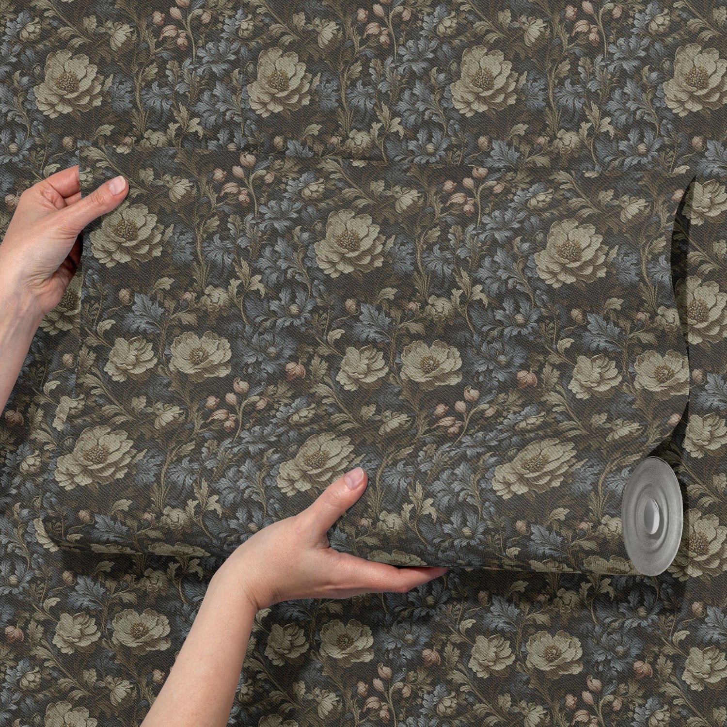 Woven Garden | Muted Moody Botanical Dark Floral Wallpaper Wallpaper Sckribbles