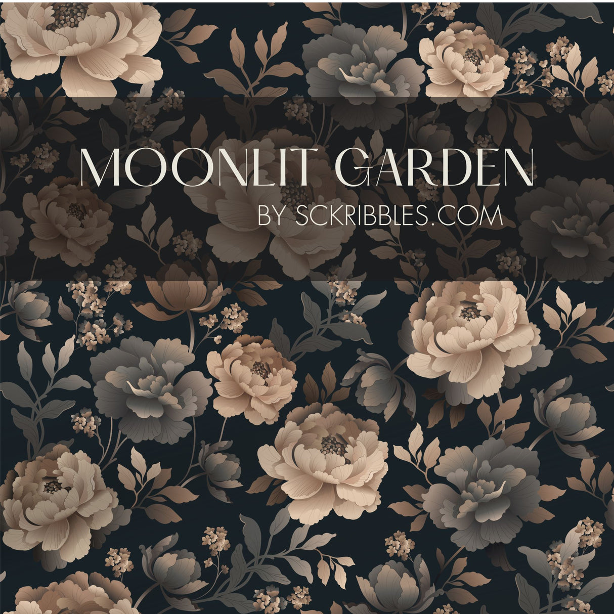 Moonlit Garden | Dark Academia Moody Floral Wallpaper Wallpaper Sckribbles