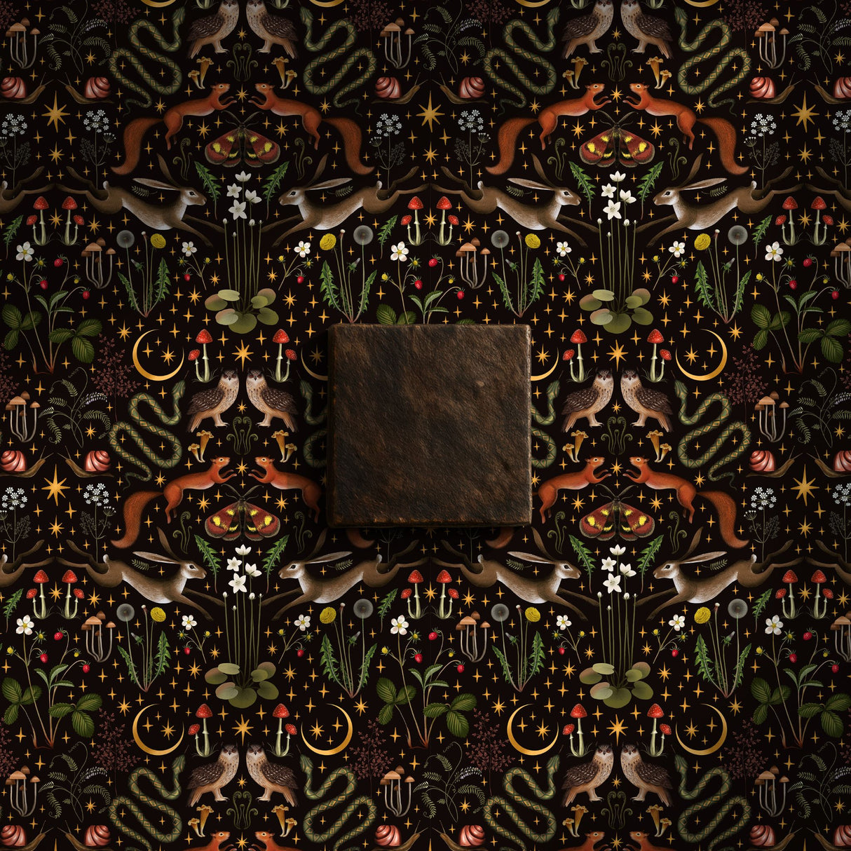 Mystic Forest | Dark Moody Whimsical Woodland Animal Wallpaper Wallpaper Sckribbles Signature - Premium Non-Woven Roll - 24 in x 32.8 ft (61 cm × 10 m)