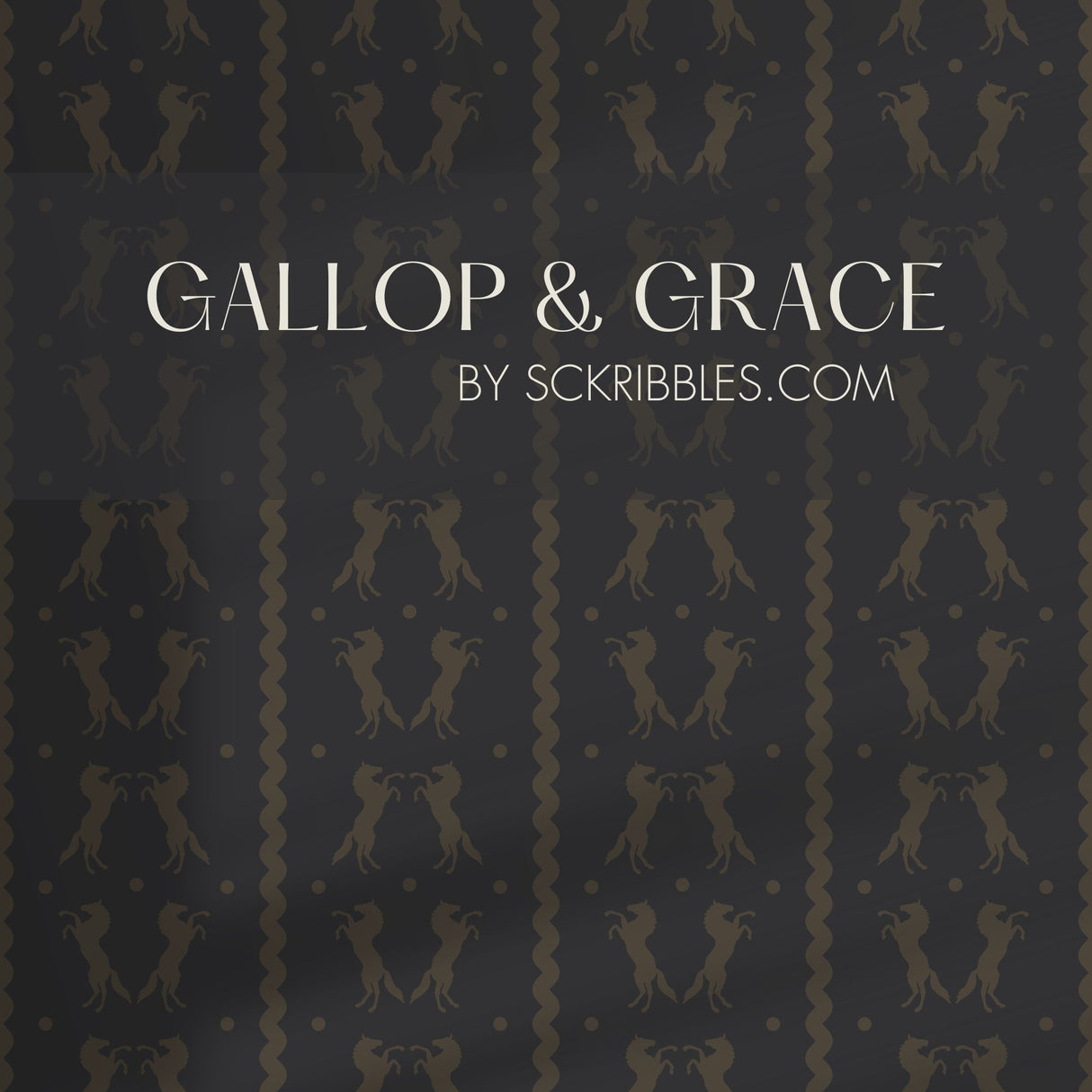 Gallop & Grace | Dark Gray & Brown Striped Horse Wallpaper Wallpaper Sckribbles
