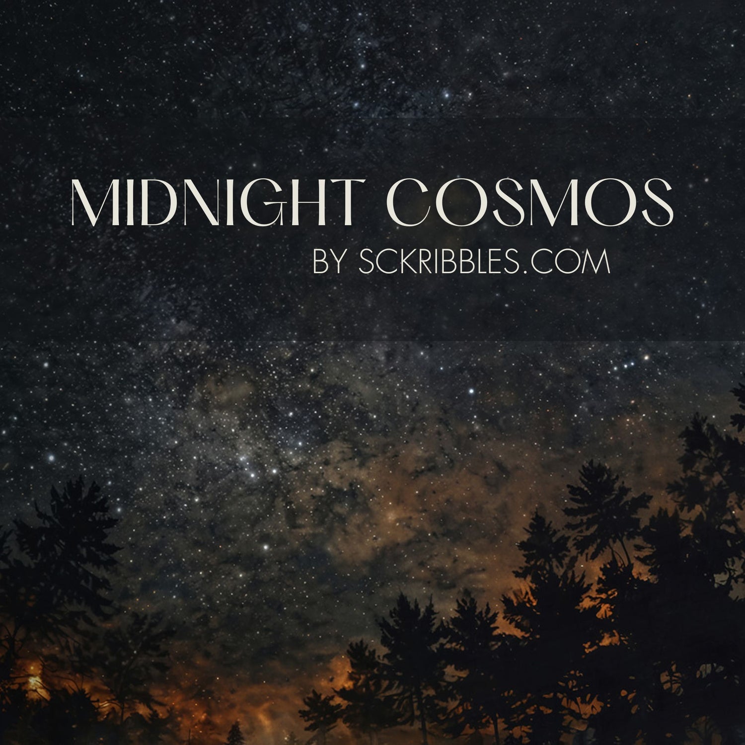 Midnight Cosmos | Dark Celestial Star Landscape Wallpaper Mural Wallpaper Mural Sckribbles