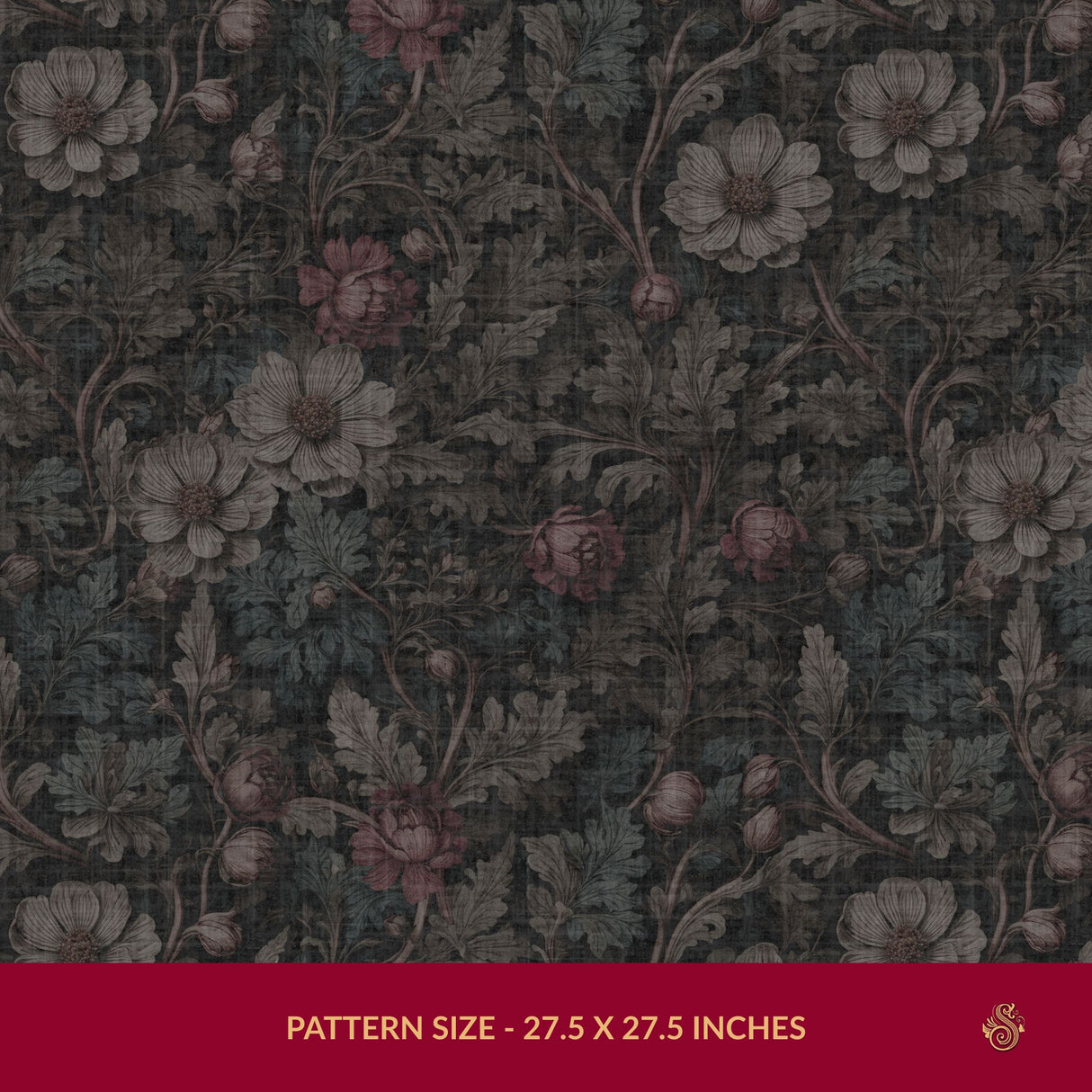 Nocturnal Botanica | Dark Academia Dramatic Moody Floral Wallpaper Wallpaper Sckribbles Signature - Premium Non-Woven Roll - 27.5 in x 32.8 ft (70 cm × 10 m)