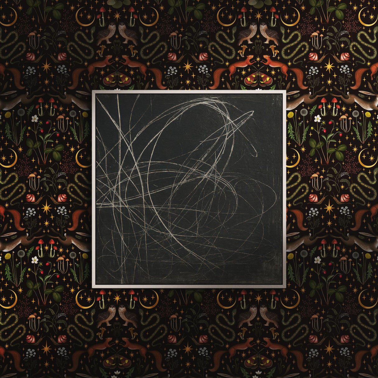 Mystic Forest | Dark Moody Whimsical Woodland Animal Wallpaper Wallpaper Sckribbles