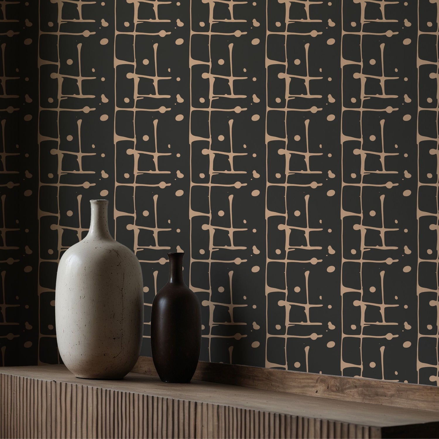 Bold Blobs | Dark Brown Graphic Paint Splatter Wallpaper Wallpaper Sckribbles