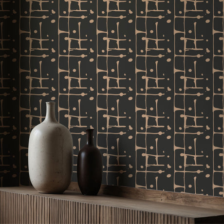 Bold Blobs | Dark Brown Graphic Paint Splatter Wallpaper Wallpaper Sckribbles