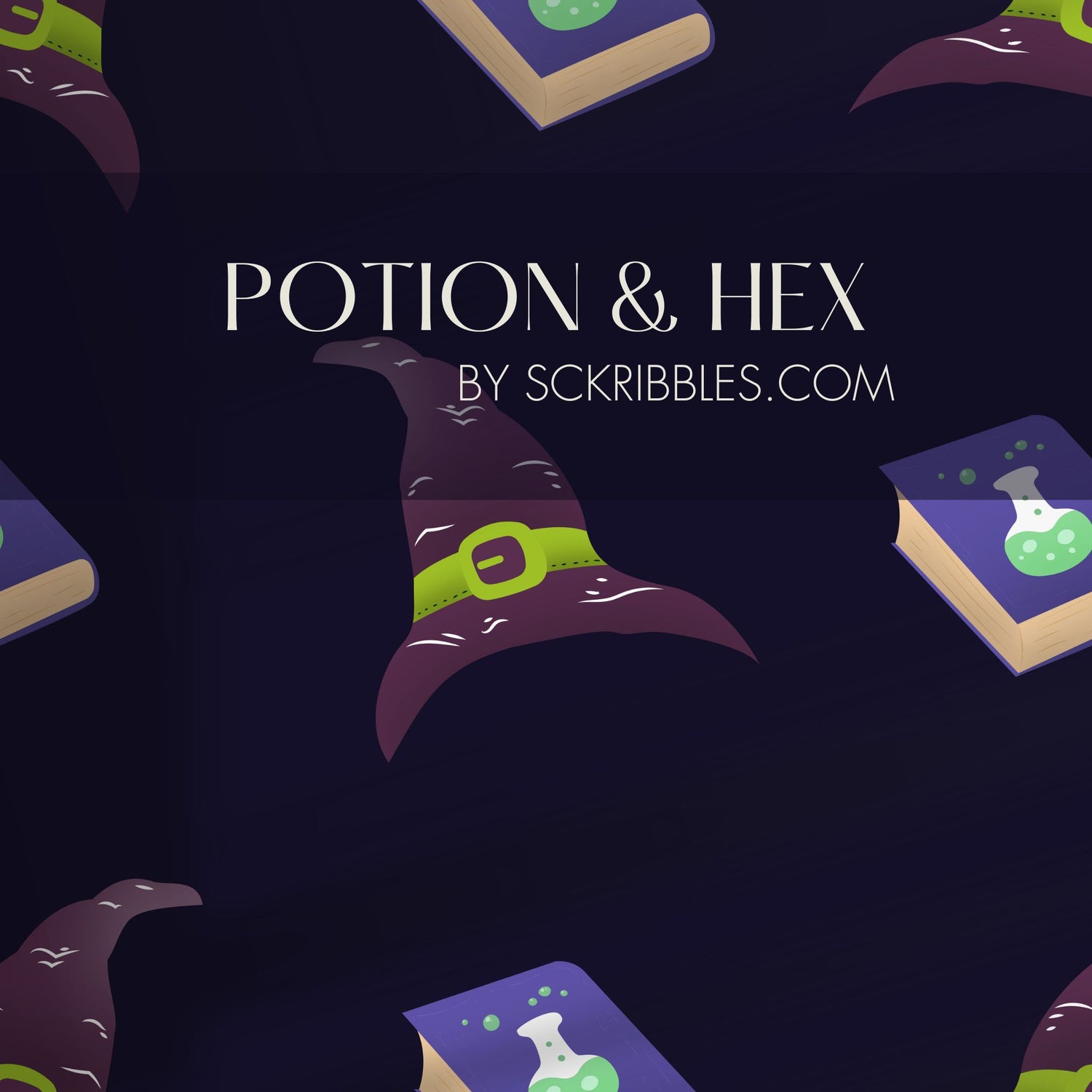 Potion & Hex | Dark Purple Witch's Hat Halloween Wallpaper Wallpaper Sckribbles
