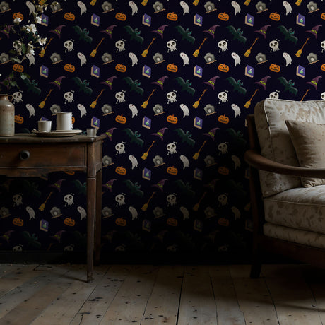 Wicked Whimsy | Dark Moody Halloween Holiday Wallpaper Wallpaper Sckribbles