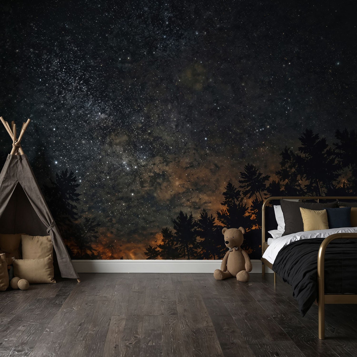 Midnight Cosmos | Dark Celestial Star Landscape Wallpaper Mural Wallpaper Mural Sckribbles