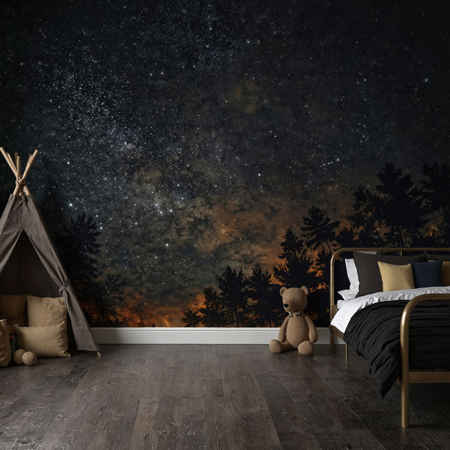 Midnight Cosmos | Dark Celestial Star Landscape Wallpaper Mural Wallpaper Mural Sckribbles