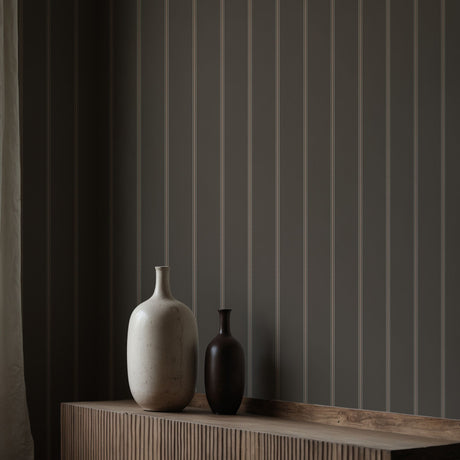 Pewter Pulse | Dark Academia Gray Elegant Vertical Striped Wallpaper Wallpaper Sckribbles
