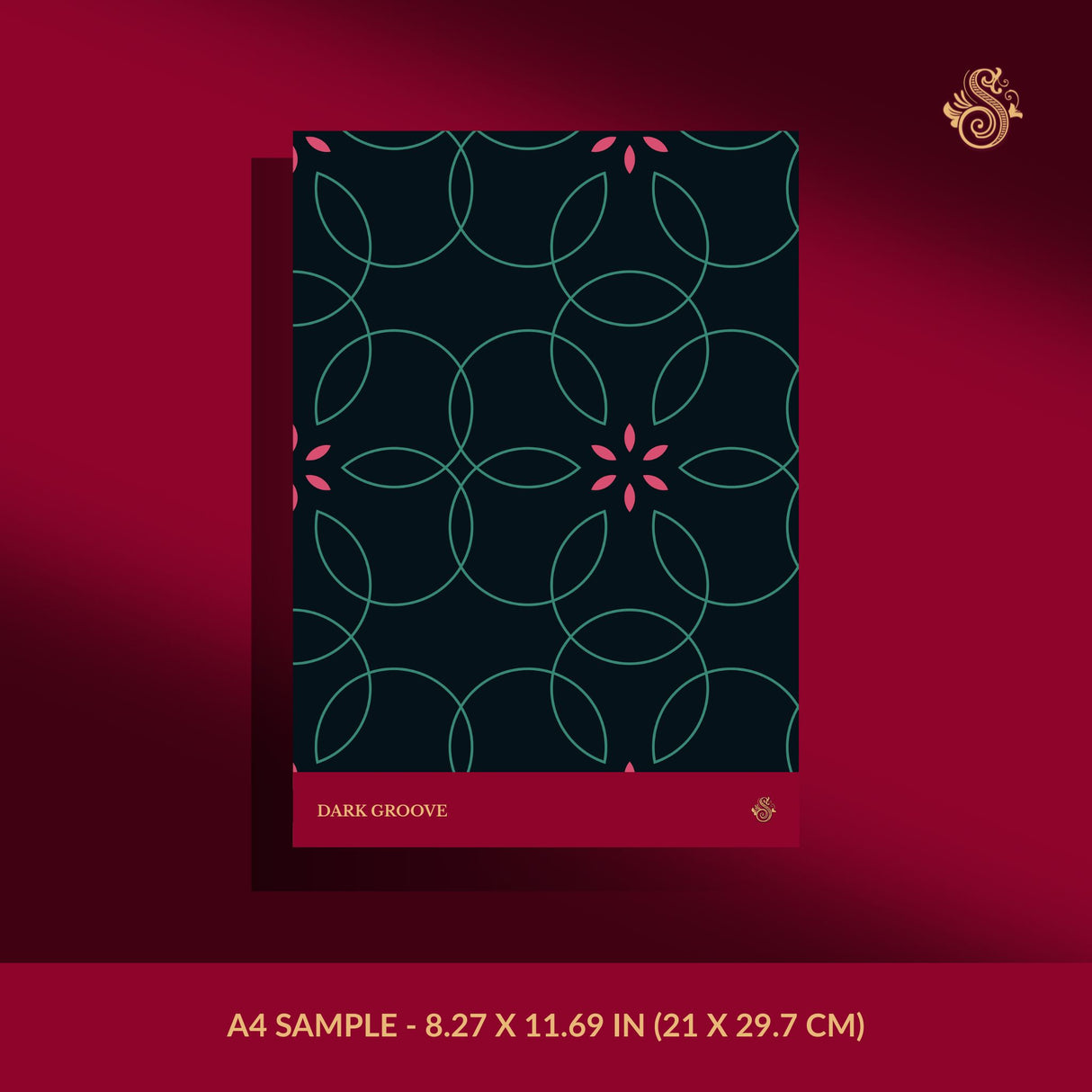 Bloomatrix | Geometrical Floral Retro Wallpaper Wallpaper Sckribbles Signature - Premium Non-Woven A4 Sample - 8.27 × 11.69 in (21 × 29.7 cm) Dark Groove