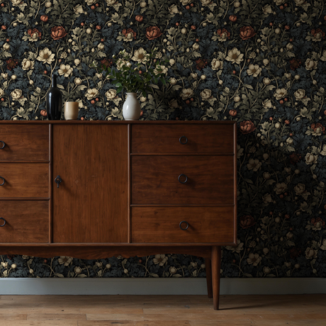 Leafy Luxe | Dark Floral Botanical Garden Wallpaper Wallpaper Sckribbles