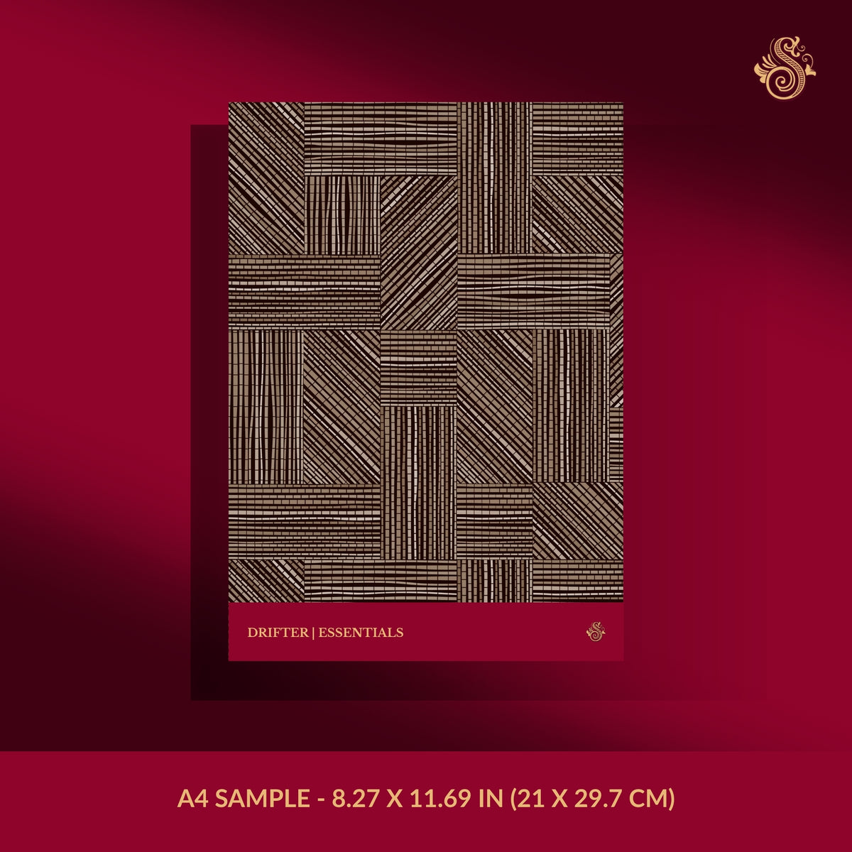 Dark brown abstract geometrical wallpaper sample.
