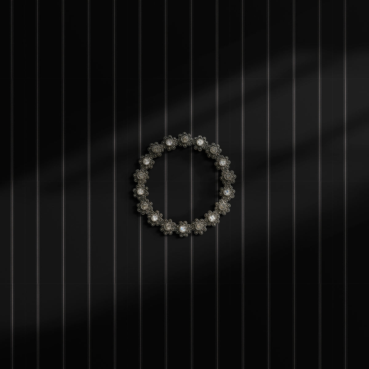 Dark charcoal gray striped wallpaper.