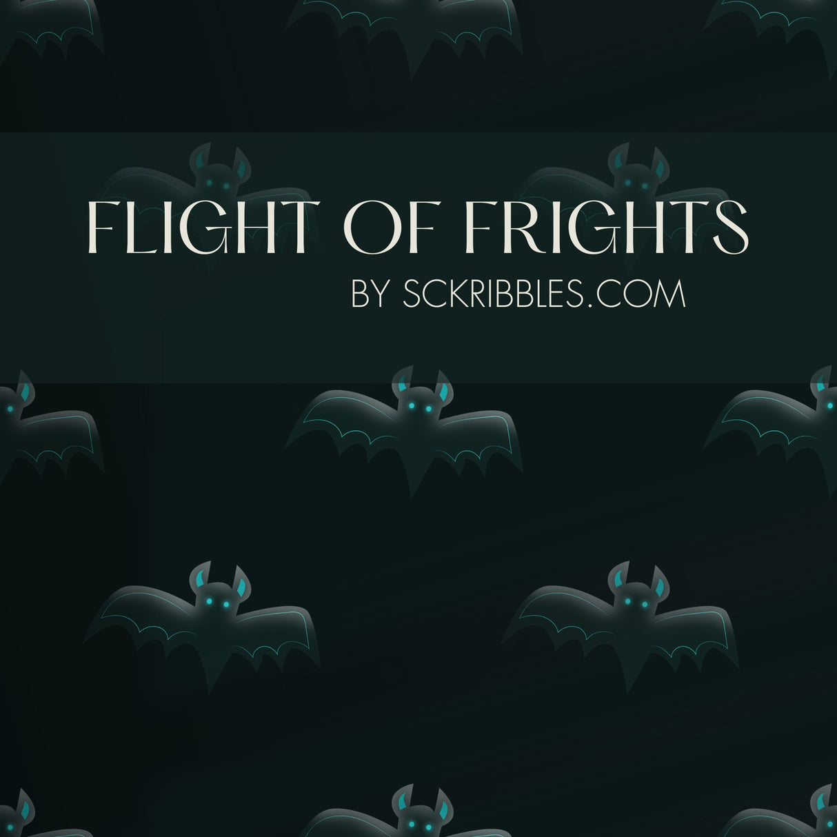 Flight of Frights | Dark Moody Blue Halloween Bat Wallpaper Wallpaper Sckribbles