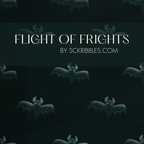 Flight of Frights | Dark Moody Blue Halloween Bat Wallpaper Wallpaper Sckribbles