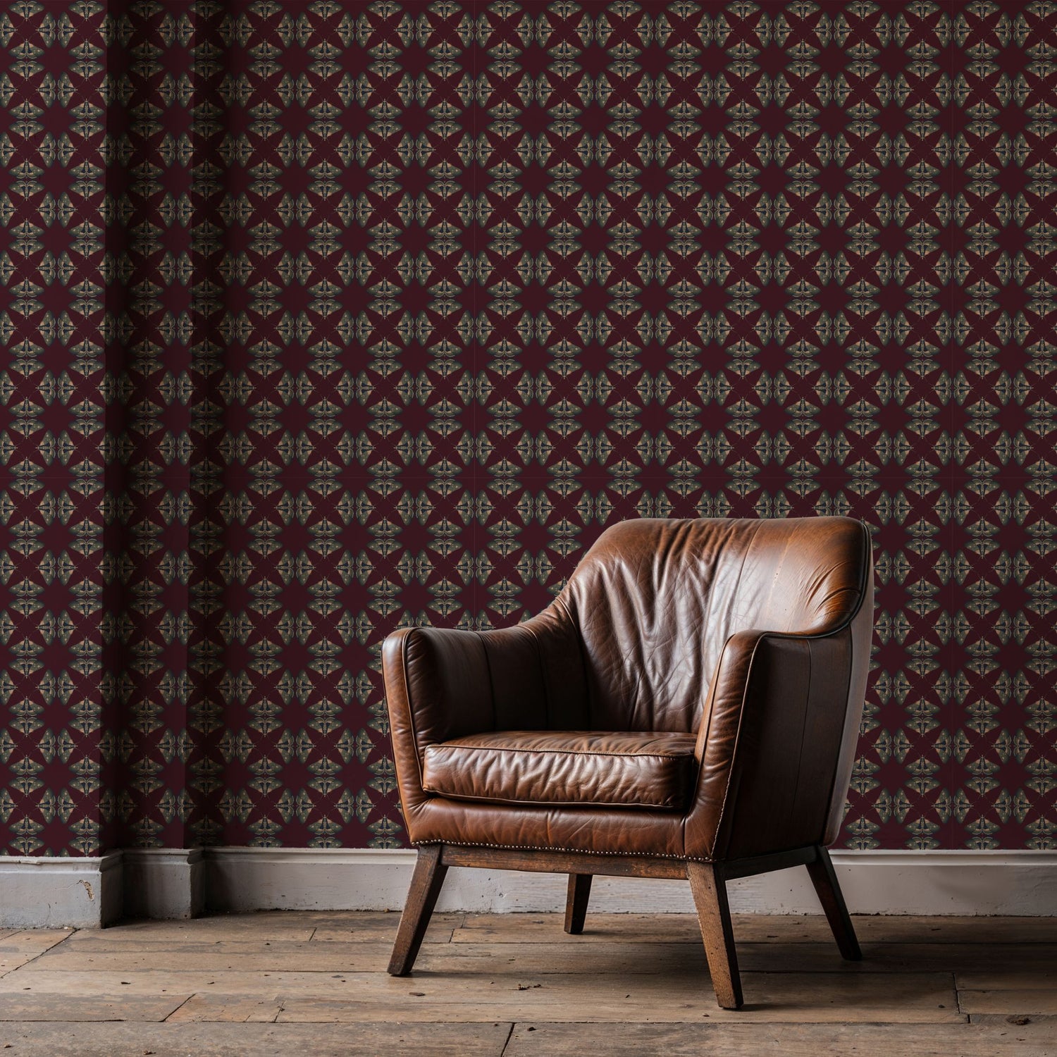 Moth Matrix | Moody Dark Academia Geometrical Moth Wallpaper Wallpaper Sckribbles