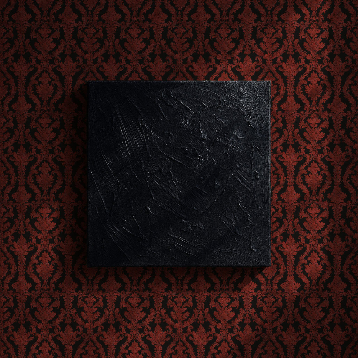 Crimson Noir | Moody Red and Black Damask Wallpaper Wallpaper Sckribbles
