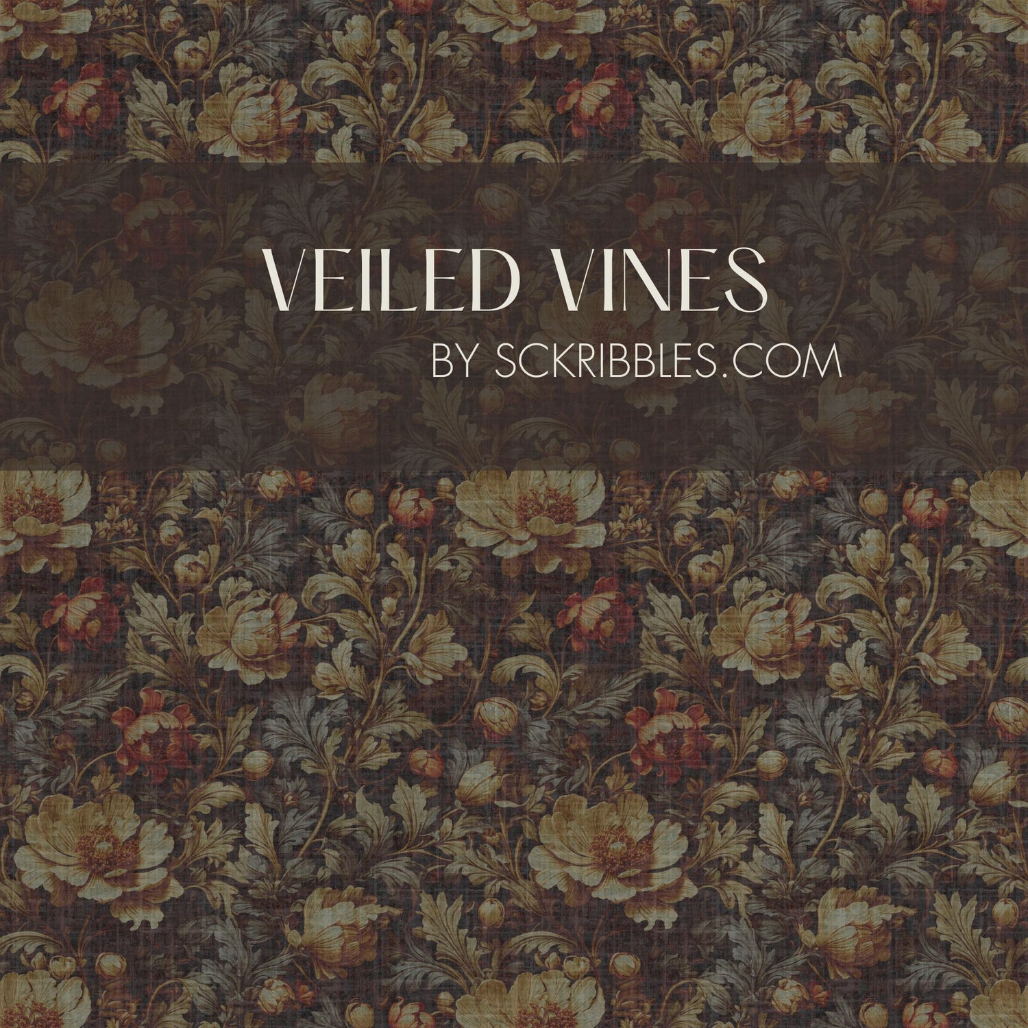 Veiled Vines | Dark Academia Moody Floral Botanical Wallpaper Wallpaper Sckribbles
