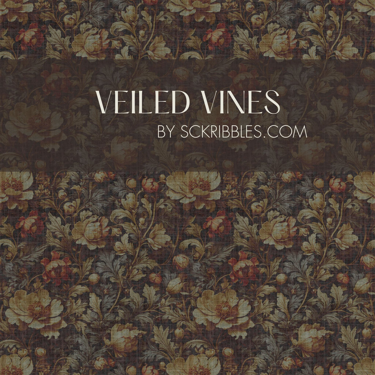 Veiled Vines | Dark Academia Moody Floral Botanical Wallpaper Wallpaper Sckribbles