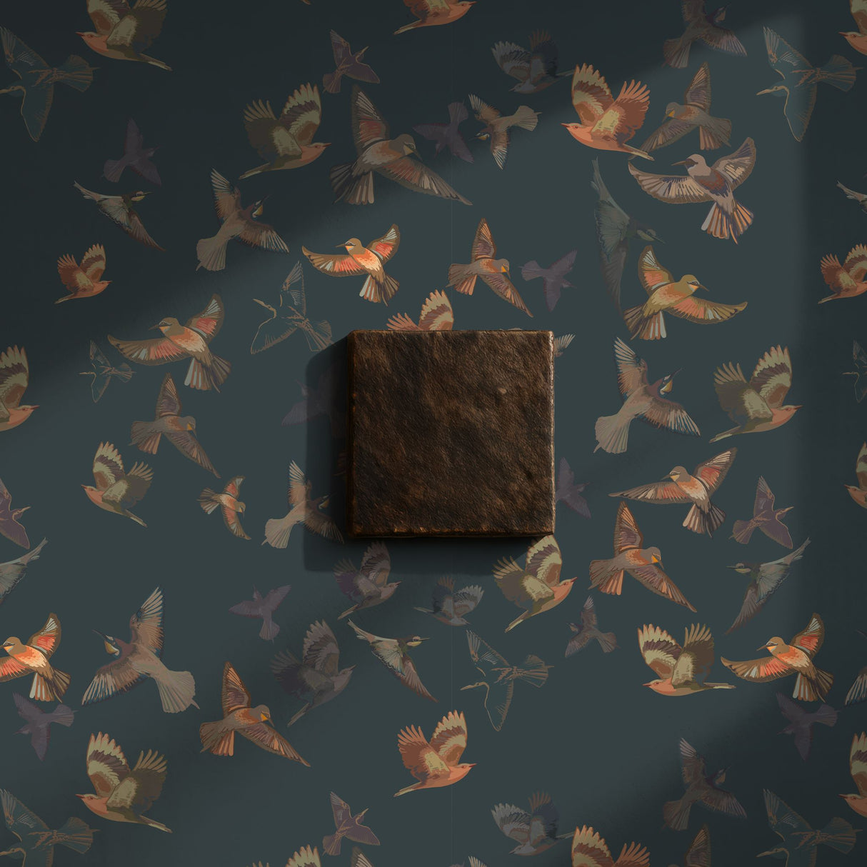 Dreamy Birds | Dark Moody Muted Whimsical Bird Wallpaper Wallpaper Sckribbles
