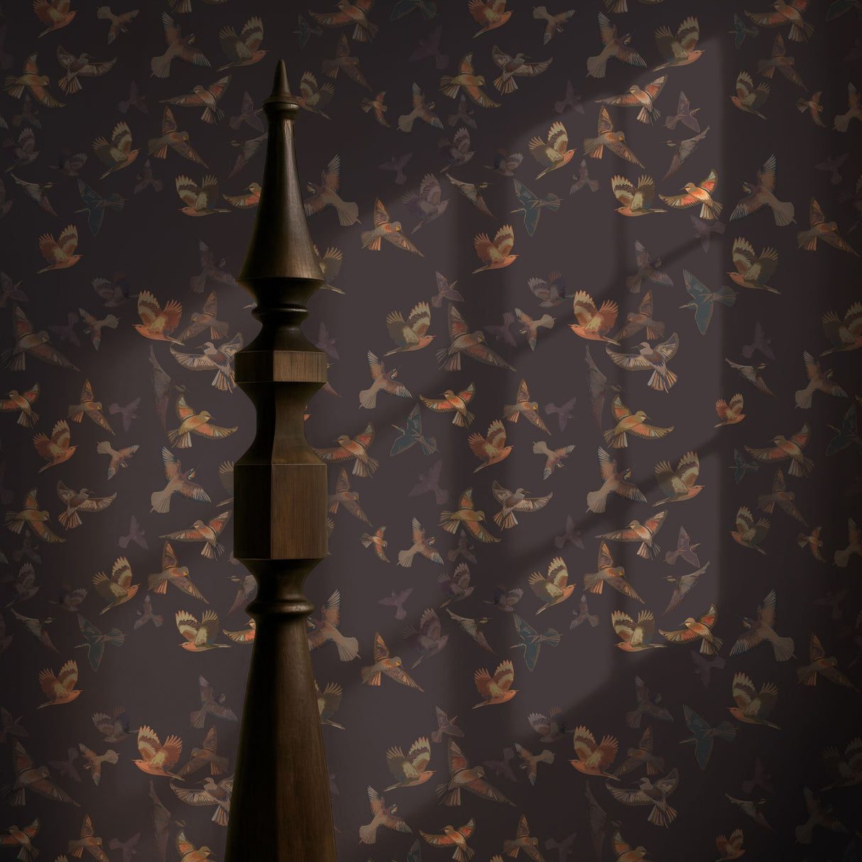 Dreamy Birds | Dark Moody Muted Whimsical Bird Wallpaper Wallpaper Sckribbles
