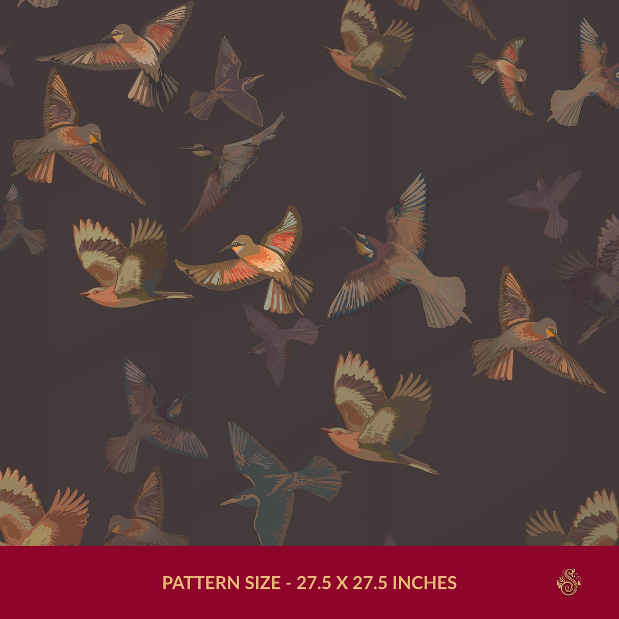 Dreamy Birds | Dark Moody Muted Whimsical Bird Wallpaper Wallpaper Sckribbles Signature - Premium Non-Woven Roll - 27.5 in x 32.8 ft (70 cm × 10 m) Secret Spoken