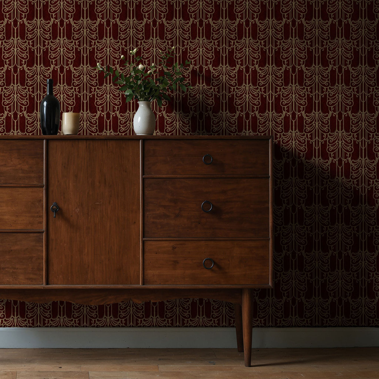 Gritty Luxe | Luxurious Decadent Moody Art Nouveau Wallpaper Wallpaper Sckribbles