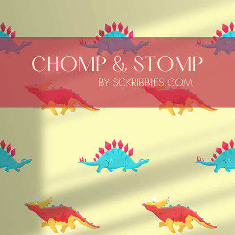 Chomp & Stomp | Colorful Fun Boy's Room Dinosaur Wallpaper Wallpaper Sckribbles