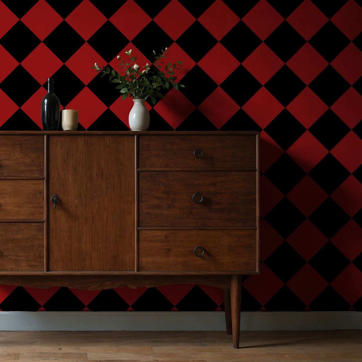 Check Mate | Classic Bold Maximalist Dramatic Checkered Wallpaper Wallpaper Sckribbles