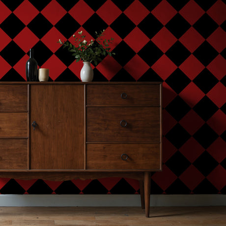 Check Mate | Classic Bold Maximalist Dramatic Checkered Wallpaper Wallpaper Sckribbles