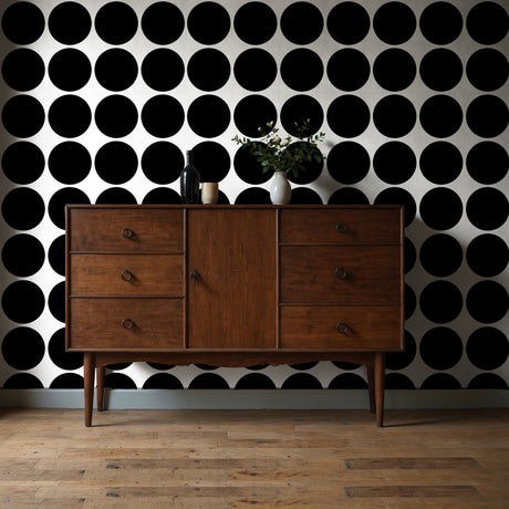 Circle Saga | Bold Black & White Geometrical Circles Wallpaper Wallpaper Sckribbles