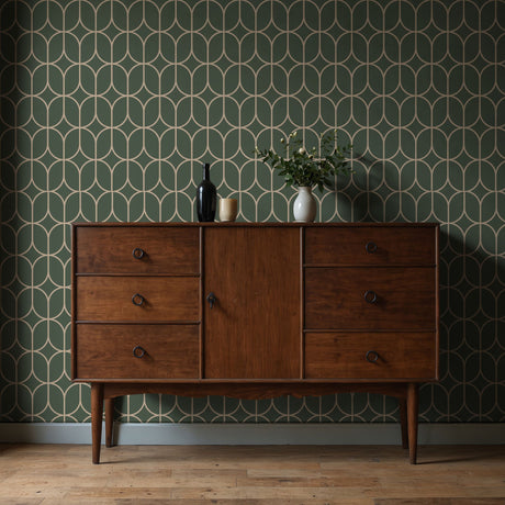 Oblong Intersect | Elegant Classic Geometrical Art Deco Wallpaper Wallpaper Sckribbles