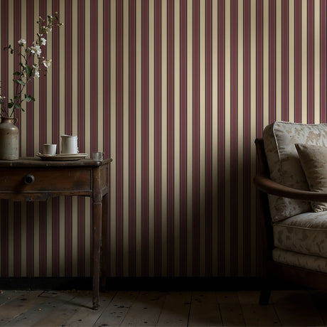 Regal Stripes | Sophisticated Classic Mauve & Cream Striped Wallpaper Wallpaper Sckribbles