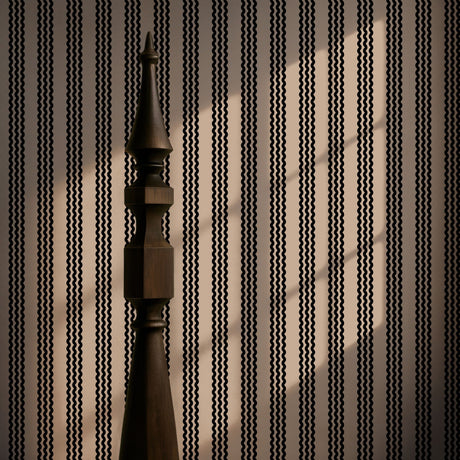 Twist & Turn | Black & Beige Wavy Vertical Striped Wallpaper Wallpaper Sckribbles