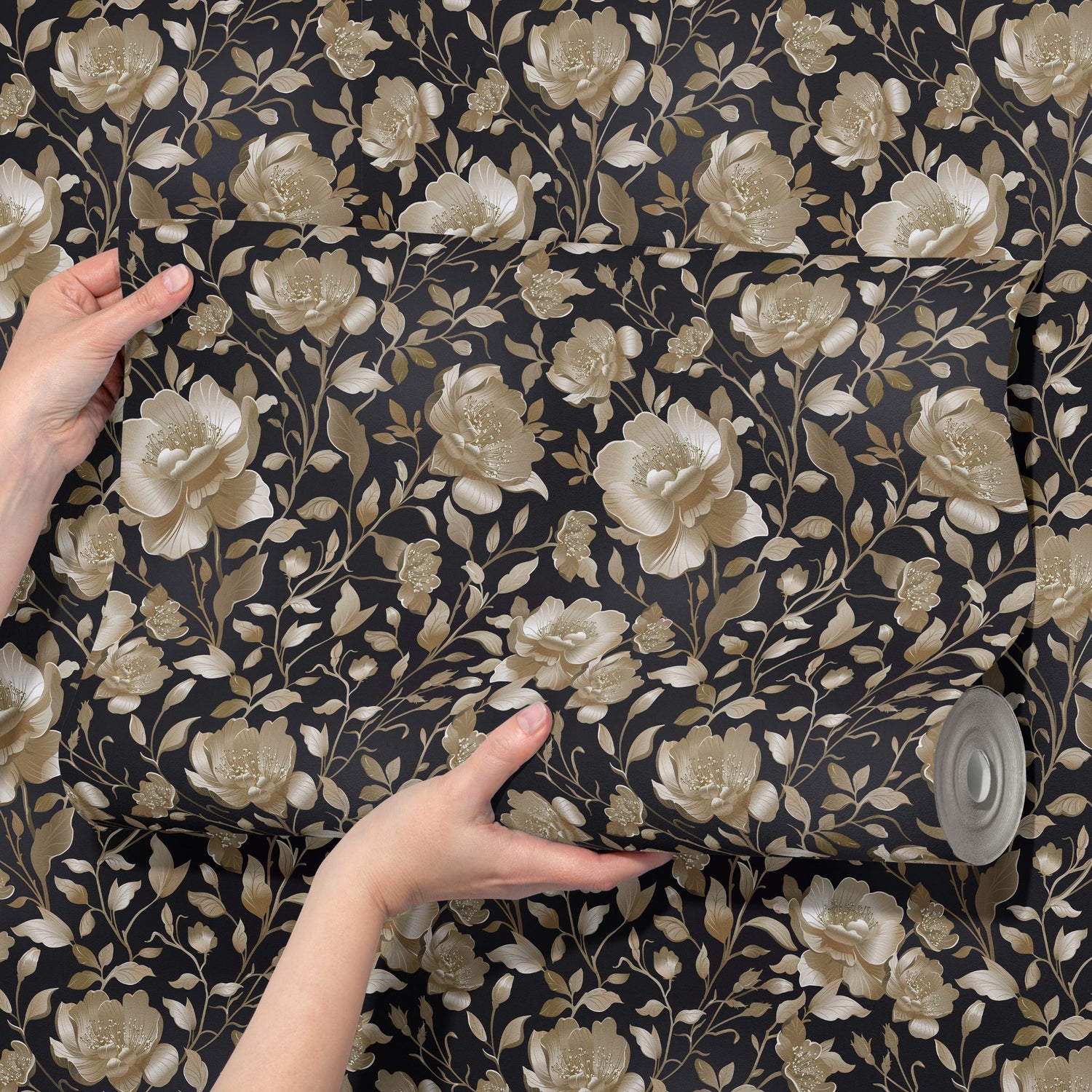 Eden Elegance | Gold Floral Luxury Chinoiserie Wallpaper Wallpaper Sckribbles