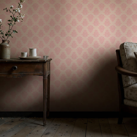 Rosy Reverie | Sweet Light Pink Feminine Coquette Damask Wallpaper Wallpaper Sckribbles