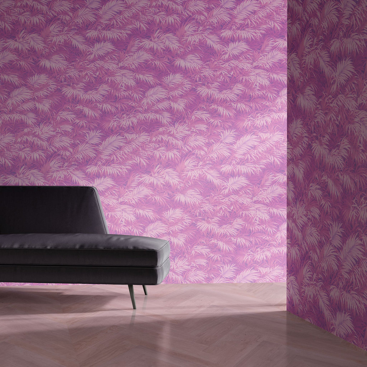 Pinky Palms | Bright Pink Tropical Palm Leaves Wallpaper Wallpaper Sckribbles